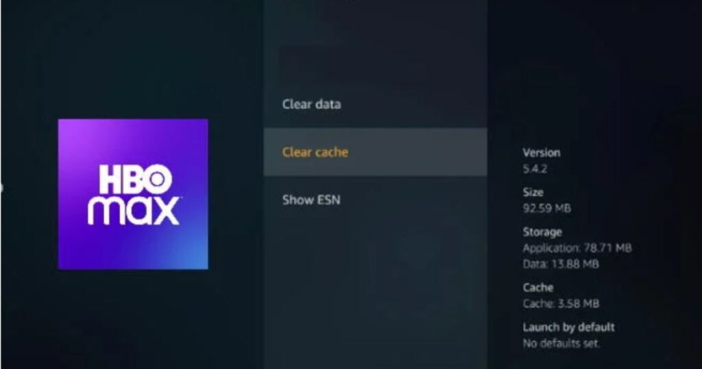 Clear HBO Max app cache and data 