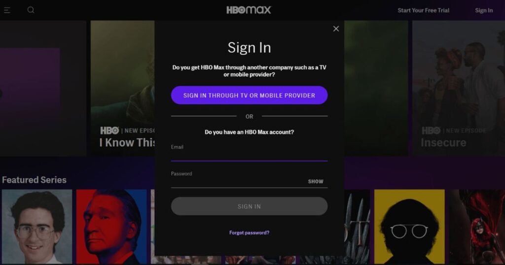 Re-sign in to your HBO Max account